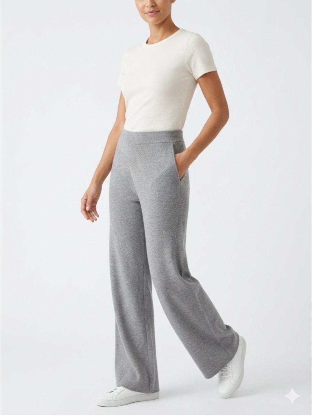 Women's ZARA Gray Wide-Leg Knit Lounge Pants / Trousers - Size Small - 819
